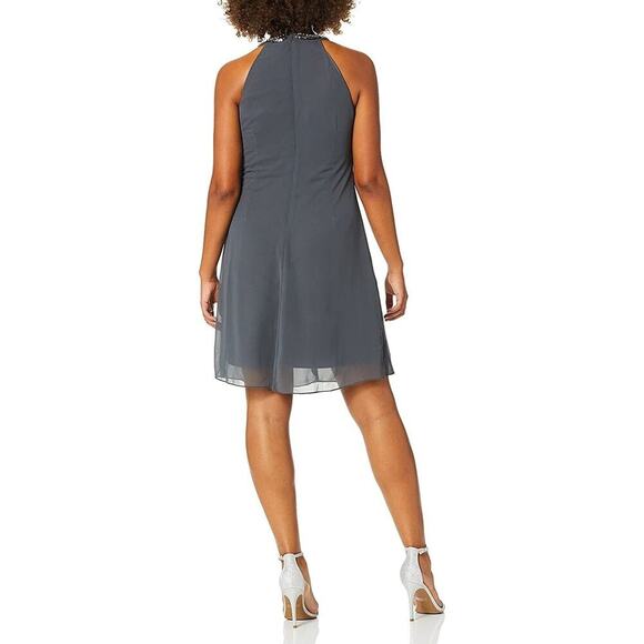 NEW S.L. Fashions Jewel Neck Sheath Dress Formal Cocktail Party Steel Gray 14 - Picture 2 of 15